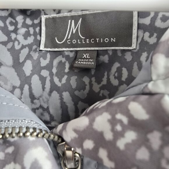 JM Collection Women’s Light Gray Safari Jacket XL Polyester Animal Print Lining - Picture 5 of 8